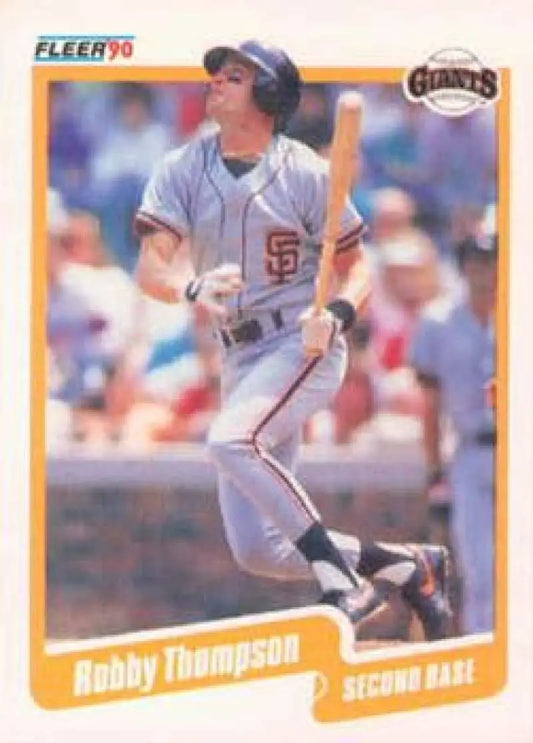 1990 Fleer #73 Robby Thompson San Francisco Giants baseball card featuring player batting