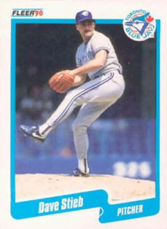 1990 Fleer #93 Dave Stieb baseball card featuring Toronto Blue Jays pitcher in action