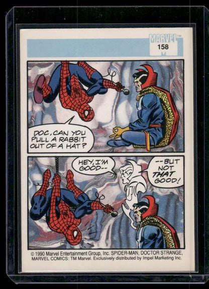 Marvel Comics doctor Strange Spider-Man trading card from 1990 Impel Marvel Comics series