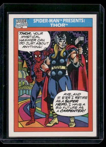 Marvel Thor Spider-Man trading card from 1990 Impel Marvel Thor collection