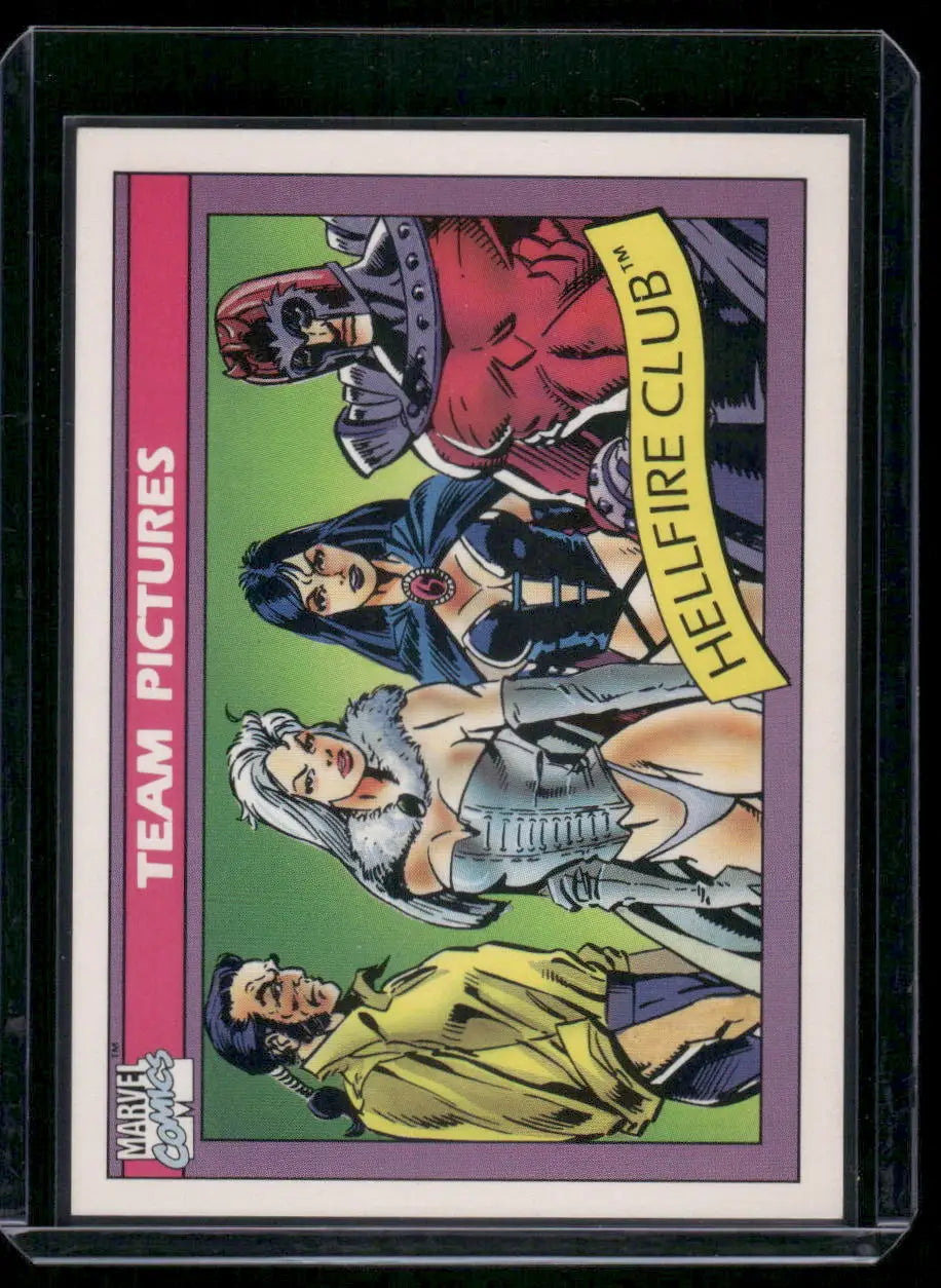 Vintage Marvel Comics trading card featuring Hellfire Club from Impel Marvel Universe Black Queen series