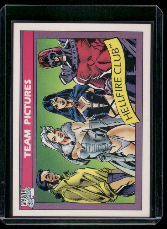 Vintage Marvel Comics trading card featuring Hellfire Club from Impel Marvel Universe Black Queen series