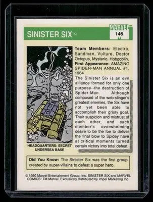 Framed Impel Marvel Universe Sinister Six trading card number 146 displayed