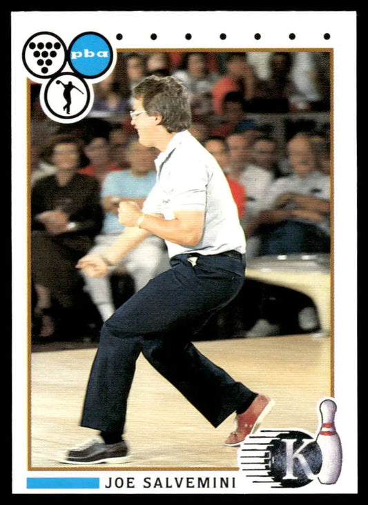 Professional bowler Joe Salvemini in delivery stance on PBA Bowling Card