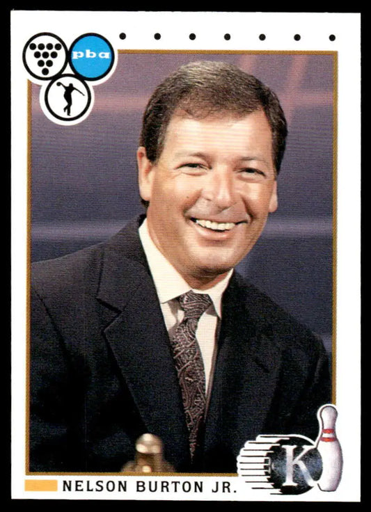 Professional headshot of Nelson Burton Jr. featuring PBA and ABC logos for PBA bowling card