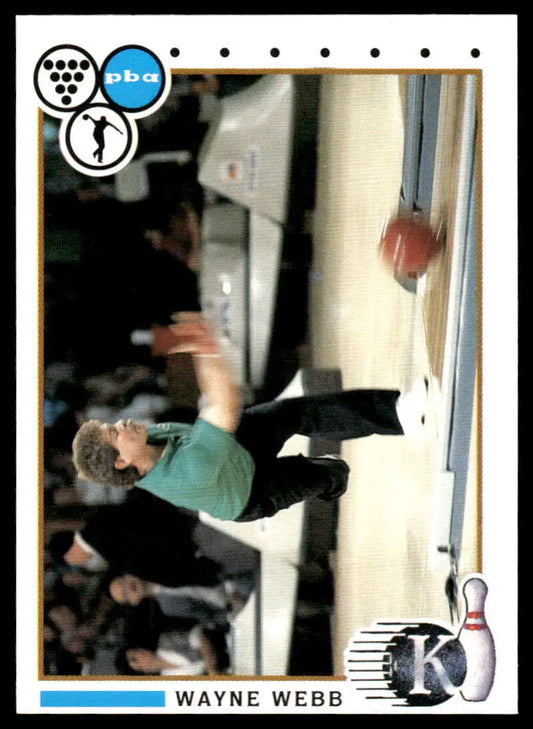Wayne Webb in a green shirt on the 1990 Kingpins PBA Bowling Card