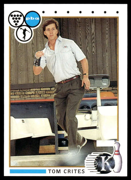 Bowler Tom Crites in white shirt and brown pants on PBA Bowling Card