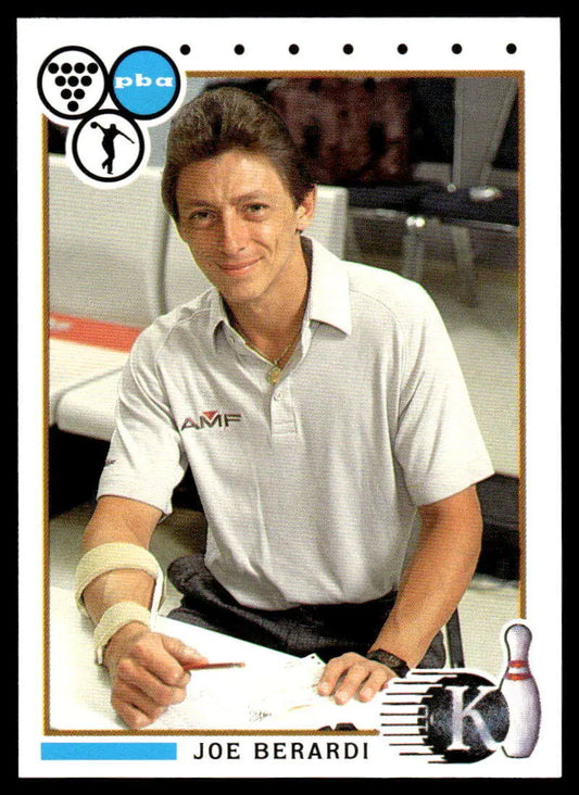 Joe Berardi in white polo on 1990 Kingpins PBA Bowling Card #55 NM-MT quality