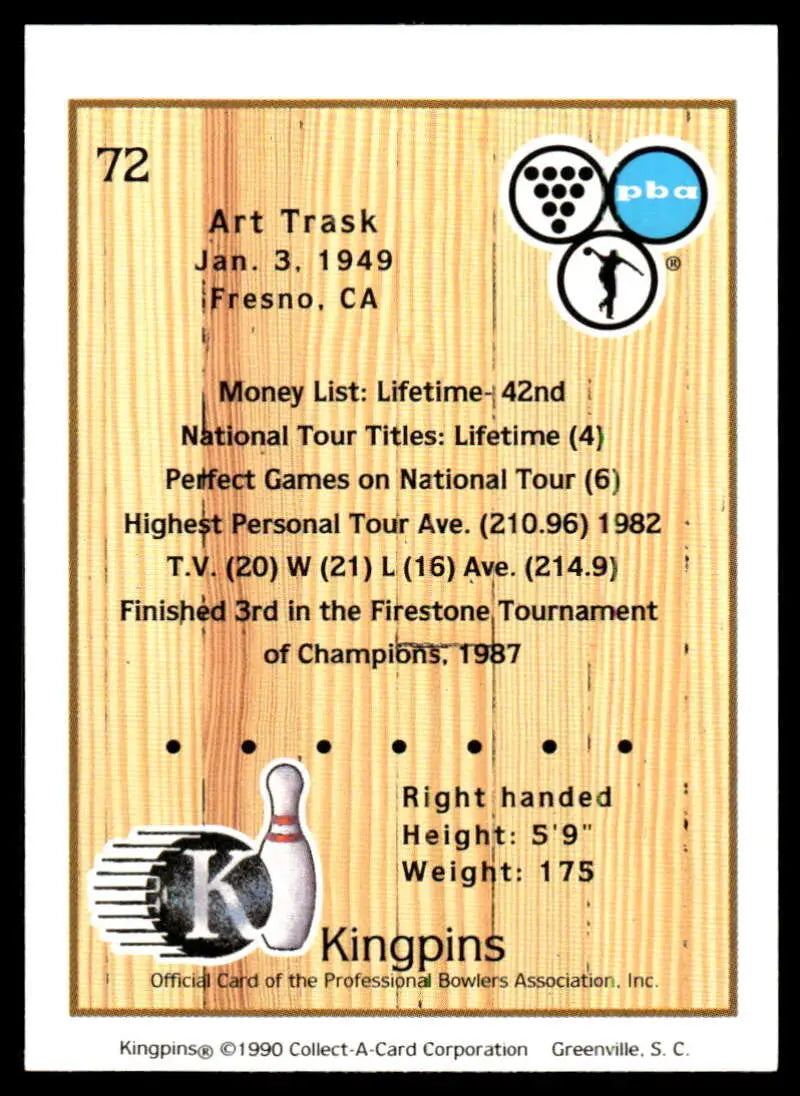 Mike McGrath PBA Bowling Card featuring bowling pin statistics and biography details