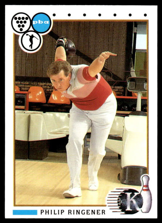 Professional bowler Philip Ringener mid-throw in PBA Bowling Card action shot