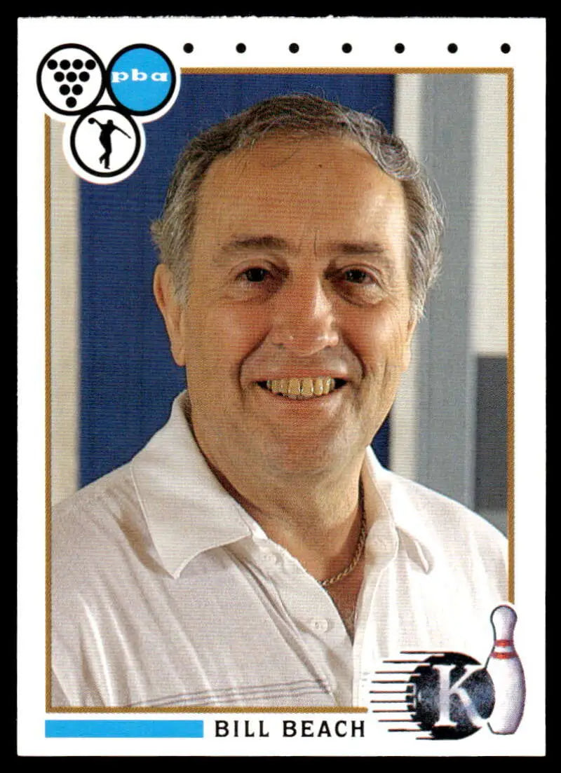 Headshot of Bill Beach in a white collared shirt for PBA Bowling Card #82
