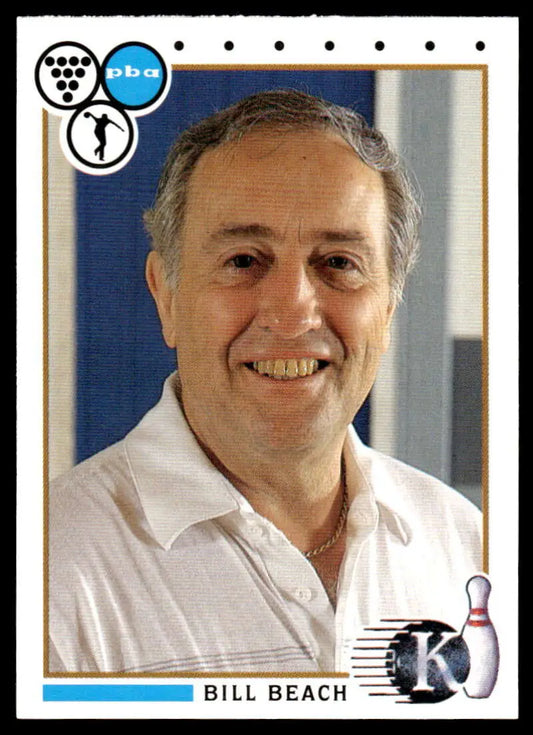 Headshot of Bill Beach in a white collared shirt for PBA Bowling Card #82