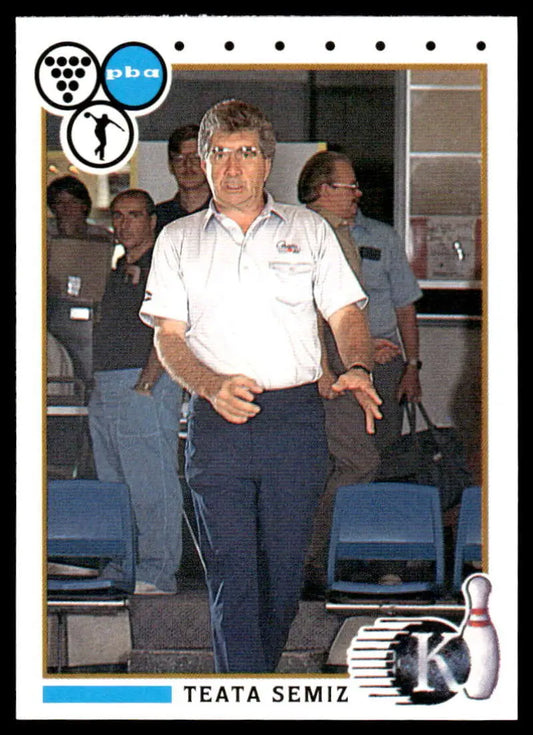 Bowling coach in a white polo shirt at a bowling alley for Teata Semiz PBA Bowling Card