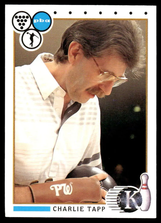 Bowling trading card of Charlie Tapp in white shirt, NM-MT PBA Bowling Card
