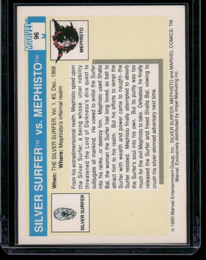 Marvel Universe Mephisto Silver Surfer trading card with character art and story details