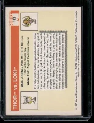 Collectible Marvel Universe Thor vs. Loki trading card from 1990 Marvel Universe Thor Loki #122