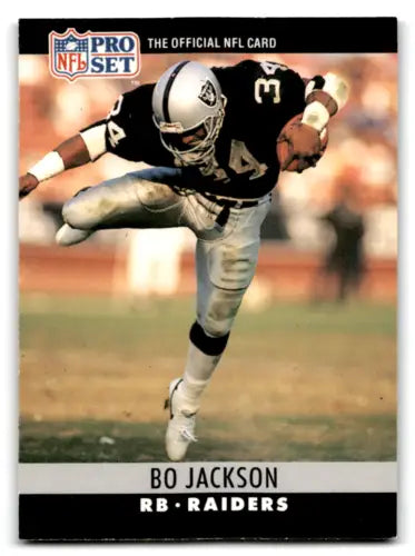 Bo Jackson football card from 1990 Pro Set #155 in mint condition for LA Raiders