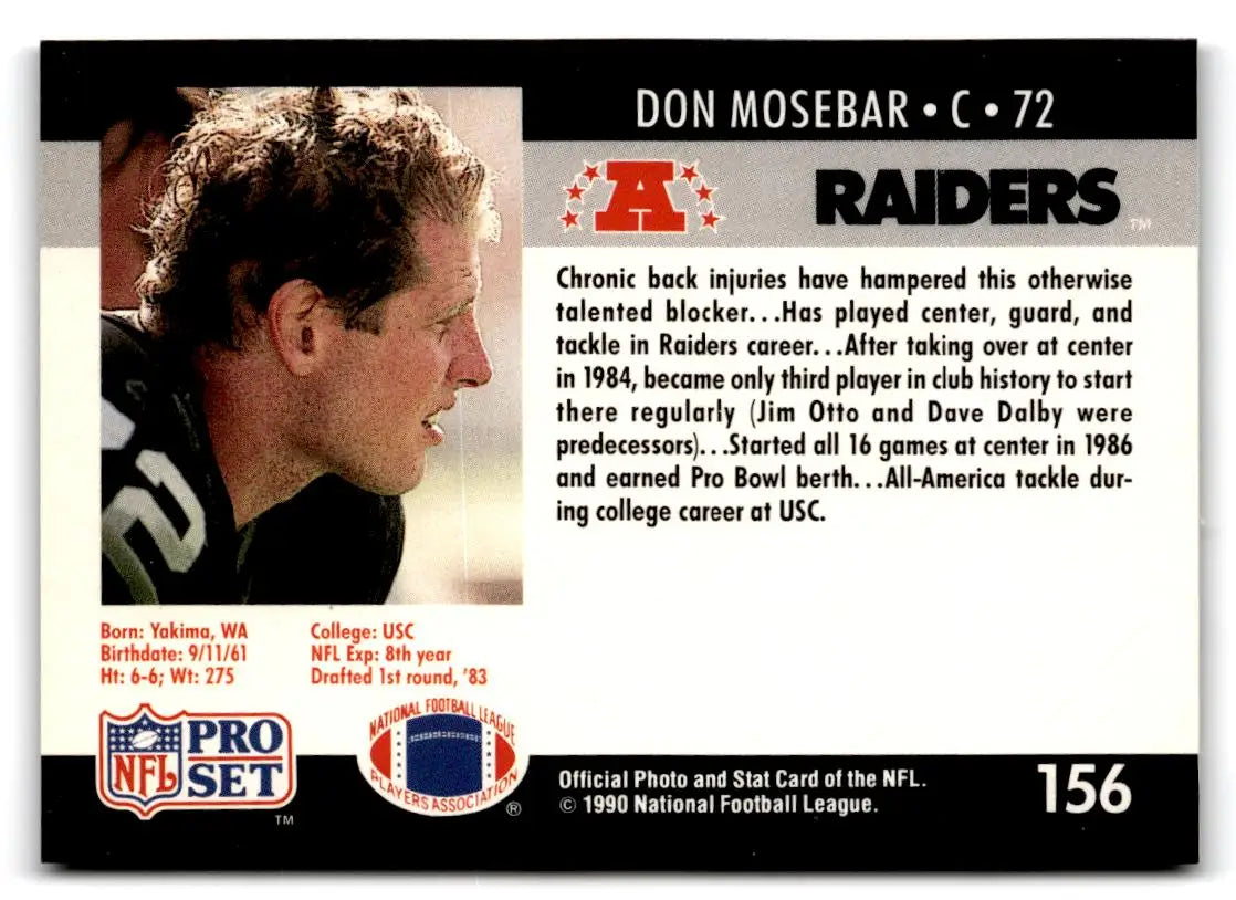 1990 Pro Set #156 Don Mosebar - Trading Card