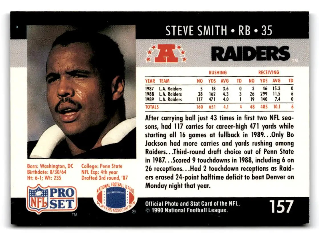 1990 Pro Set #157 Steve Smith - Trading Card