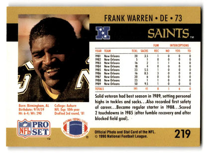 1990 Pro Set #219 Frank Warren - Trading Card