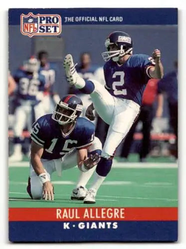 Raul Allegre 1990 Pro Set football card featuring original gloss of York Giants Football