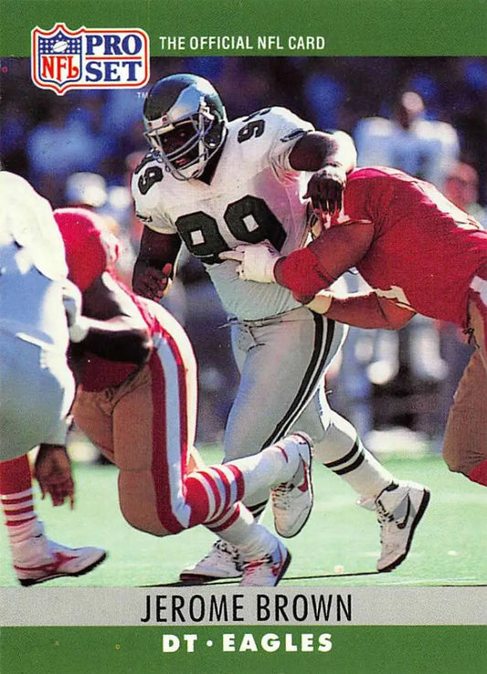 Jerome Brown football card showcasing Philadelphia Eagles defensive tackle in action