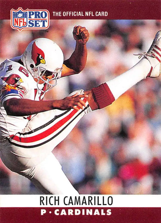NFL Pro Set trading card of Rich Camarillo punting for the Phoenix Cardinals