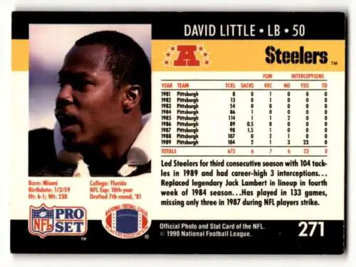 David Little Pittsburgh Steelers Football Card from 1990 Pro Set with original gloss
