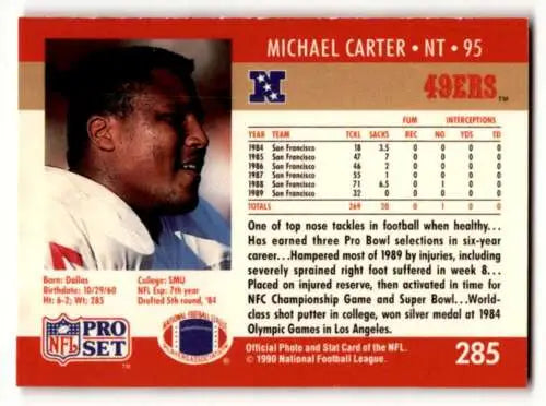Michael Carter San Francisco 49ers football card 1990 Pro Set original gloss ID:62861