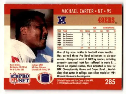 Michael Carter San Francisco 49ers football card 1990 Pro Set original gloss ID:62861