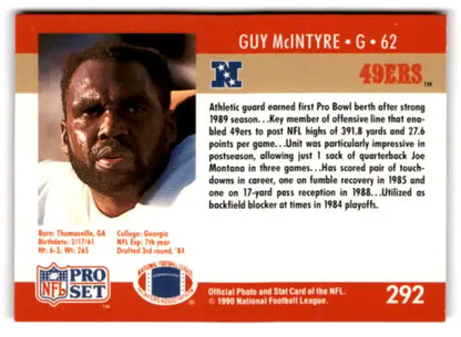 Guy McIntyre football card from 1990 Pro Set in original gloss condition