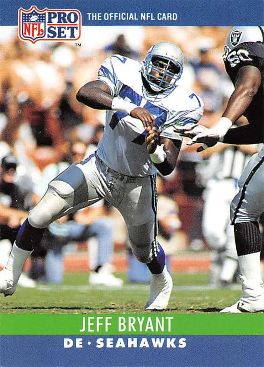 NFL Pro Set football card of Jeff Bryant in action for the Seattle Seahawks
