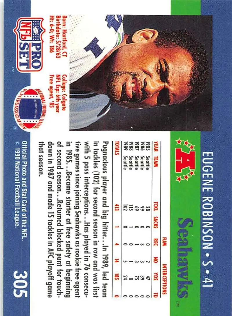 Eugene Robinson Seattle Seahawks football card from the 1990 Pro Set collection