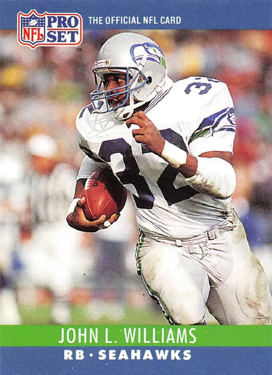 1990 Pro Set #306 John L. Williams Seattle Seahawks football card in action