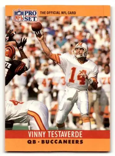 1990 Pro Set #318 Vinny Testaverde Tampa Bay Buccaneers Football Card original gloss