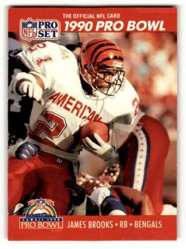 James Brooks 1990 Pro Bowl football card showcasing original gloss, Brooks Cincinnati Bengals