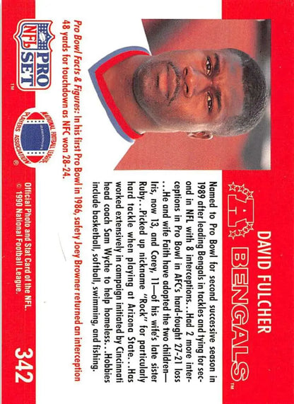 Red Pro Set Football Card of David Fulcher, Cincinnati Bengals Player