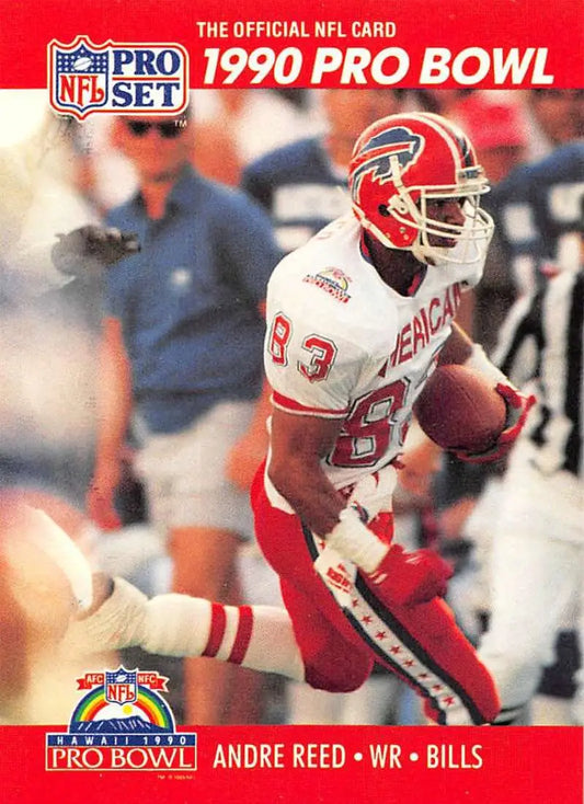 1990 Pro Set #366 Andre Reed Buffalo Bills Football Card in red AFC uniform