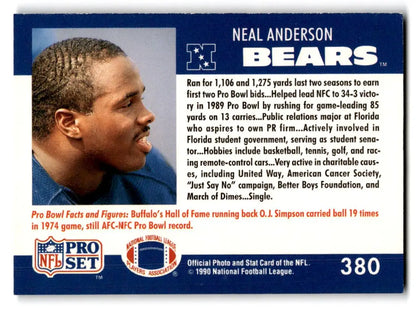 1990 Pro Set #380 Neal Anderson - Trading Card