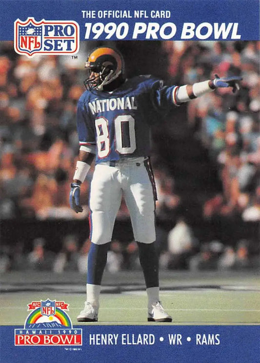 1990 Pro Set #388 Henry Ellard Los Angeles Rams trading card featuring wide receiver number 80