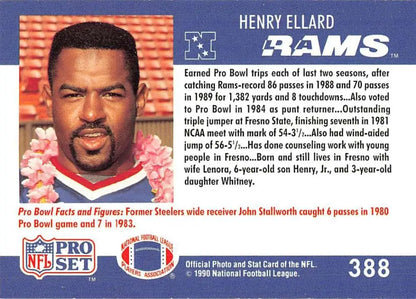 NFL trading card of Henry Ellard from the Los Angeles Rams Pro Set collection