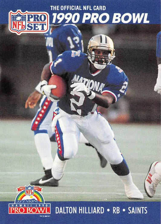 1990 Pro Set #395 Dalton Hilliard Football Card featuring Saints running back in action