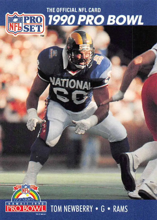 1990 Pro Set #410 Tom Newberry Los Angeles Rams Football Card in dark jersey