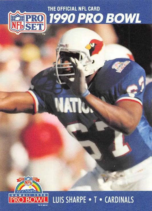 1990 Pro Set #414 Luis Sharpe Football Card featuring Phoenix Cardinals tight end in action