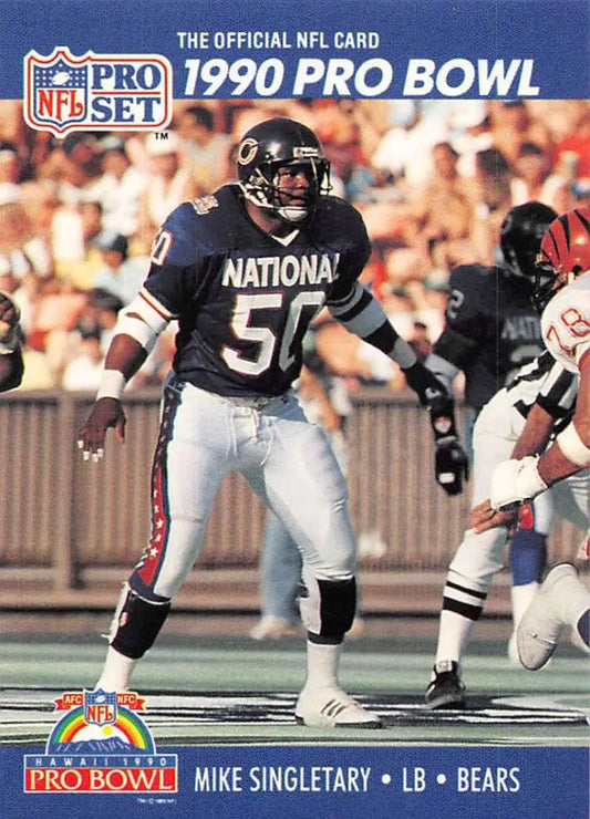 1990 Pro Bowl Football Card of Mike Singletary, Chicago Bears Linebacker #50