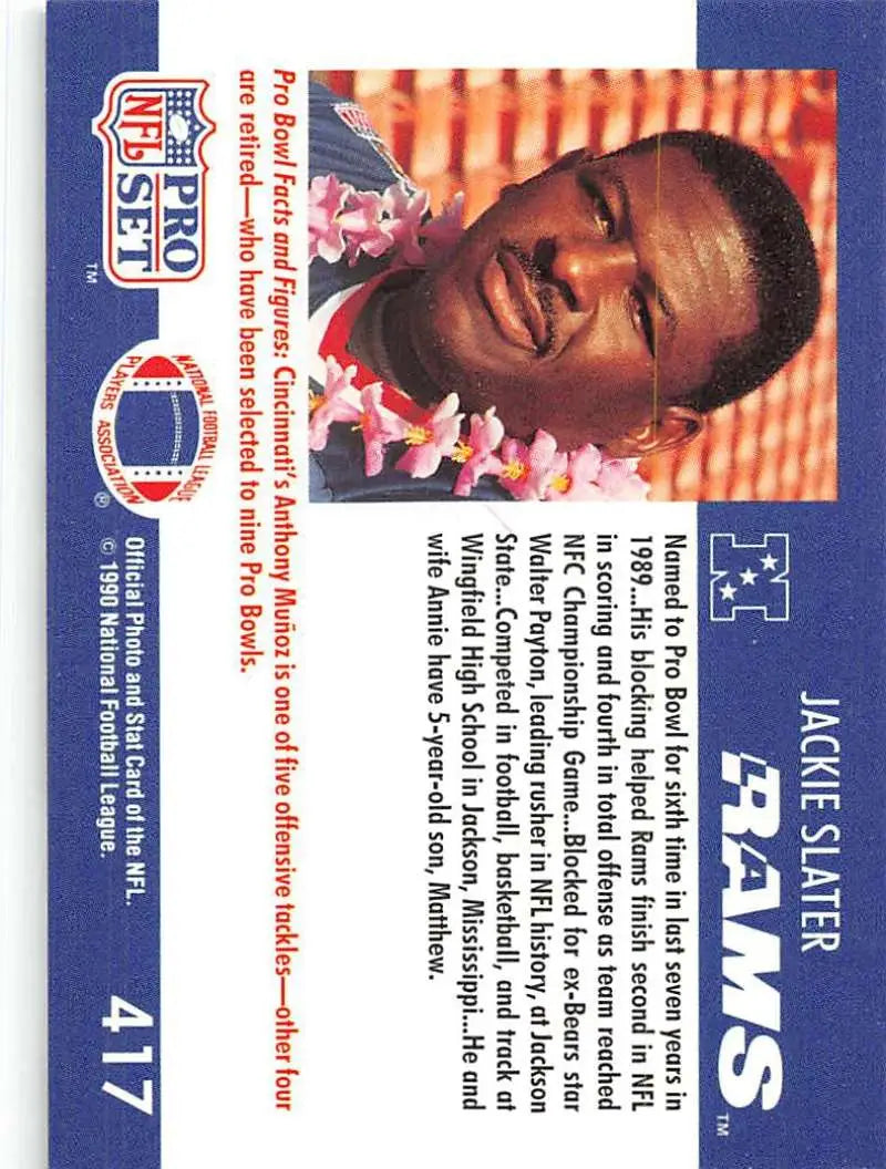 Los Angeles Rams Jackie Slater 1990 Pro Set #417 Football Trading Card NM-MT