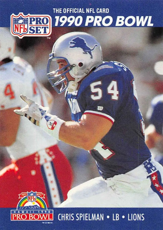 1990 Pro Set #419 Chris Spielman Football Card featuring Detroit Lions linebacker number 54