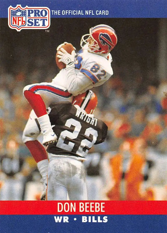 NFL Pro Set trading card of Don Beebe soaring over a defender for the Buffalo Bills