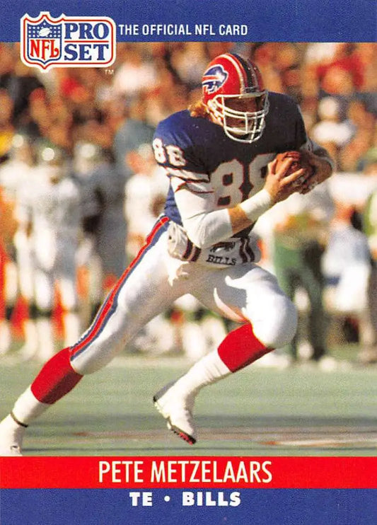 NFL Pro Set trading card of Pete Metzelaars, Buffalo Bills tight end in action