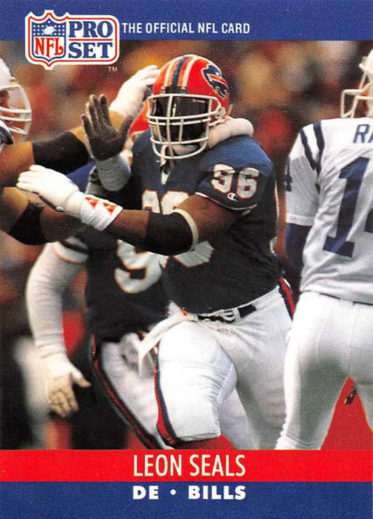 NFL Pro Set trading card of Leon Seals, rookie Buffalo Bills player wearing number 96